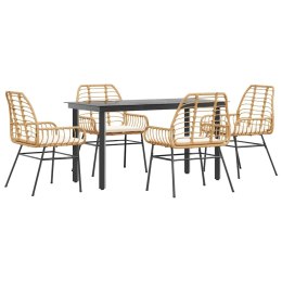 5-częściowy zestaw ogrodowy poduszkami brązowy polirattan szkło