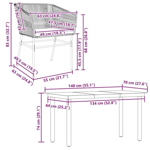 5-częściowy zestaw ogrodowy poduszkami brązowy polirattan szkło