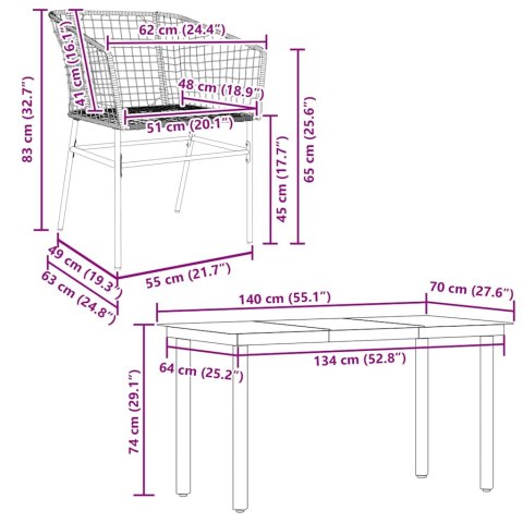 5-częściowy zestaw ogrodowy z czarnego polirattanu i szkła