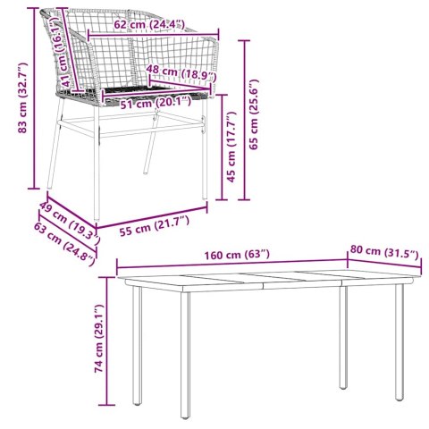 5-częściowy zestaw ogrodowy z czarnego polirattanu i szkła