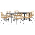 7-częściowy zestaw obiadowy do ogrodu, brązowy polirattan szkło