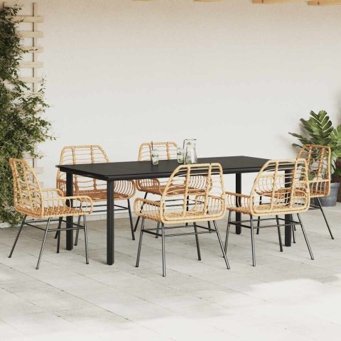 7-częściowy zestaw obiadowy do ogrodu, brązowy polirattan szkło