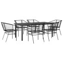 7-częściowy zestaw obiadowy do ogrodu, czarny, polirattan szkło