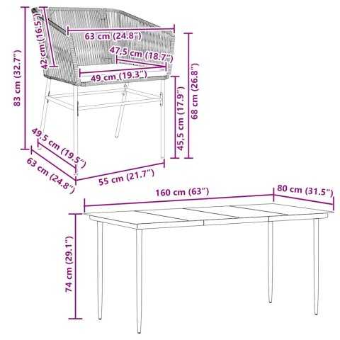 7-częściowy zestaw ogrodowy poduszkami brązowy polirattan szkło