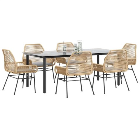 7-częściowy zestaw ogrodowy poduszkami brązowy polirattan szkło