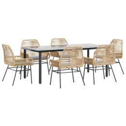 7-częściowy zestaw ogrodowy poduszkami brązowy polirattan szkło