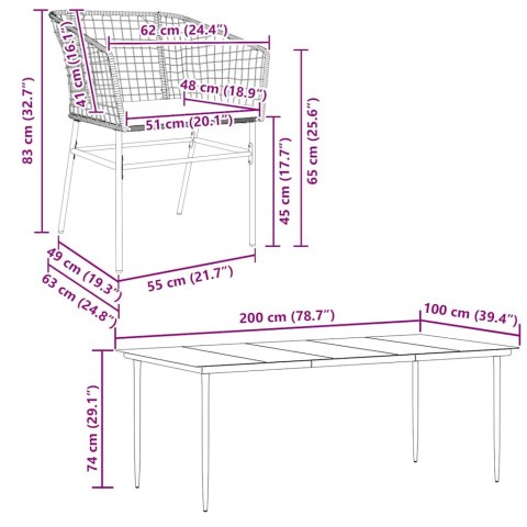 9-częściowy zestaw ogrodowy poduszkami brązowy polirattan szkło