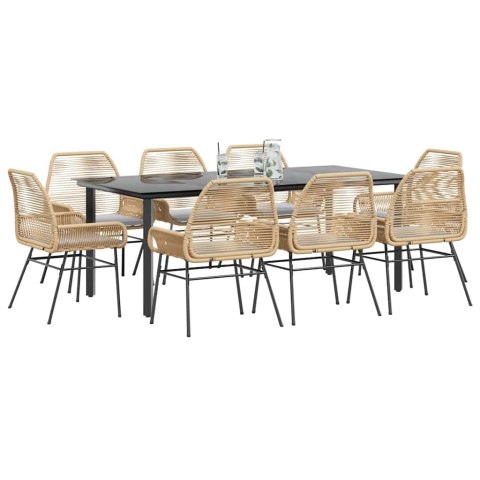 9-częściowy zestaw ogrodowy poduszkami brązowy polirattan szkło