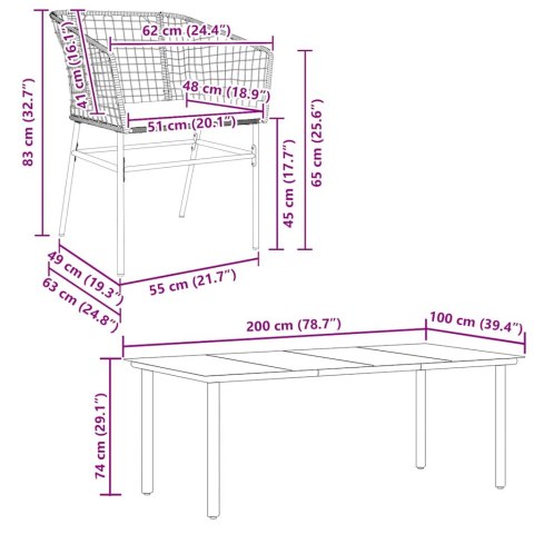 9-częściowy zestaw ogrodowy poduszkami brązowy polirattan szkło