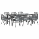 9-częściowy zestaw ogrodowy z poduszkami szary polirattan szkło