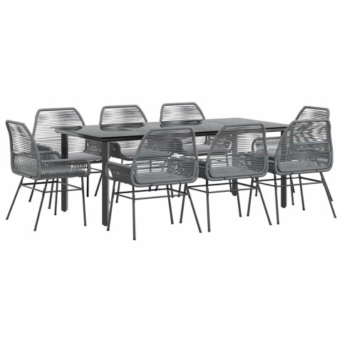 9-częściowy zestaw ogrodowy z poduszkami szary polirattan szkło