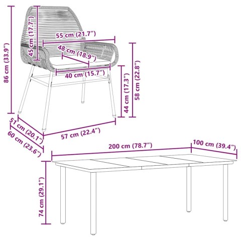 9-częściowy zestaw ogrodowy z poduszkami szary polirattan szkło