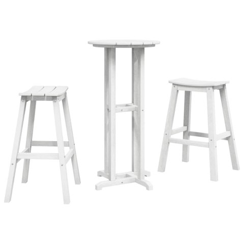 Zestaw barowy w ogrodzie 3 pcs Biały HDPE