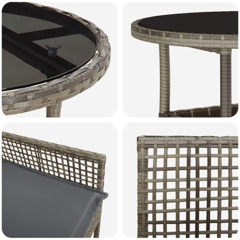 Zestaw do jadalni w ogrodzie 5 pcs Szary Polirattan