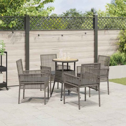 Zestaw do jadalni w ogrodzie 5 pcs Szary Polirattan