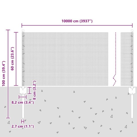 Płot i Słup Srebrny 0,6 x 100 m Stal