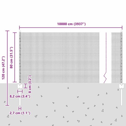 Płot i Słup Srebrny 0,8 x 100 m Stal