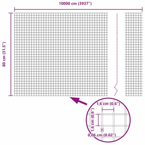 Płot i Słup Srebrny 0,8 x 100 m Stal