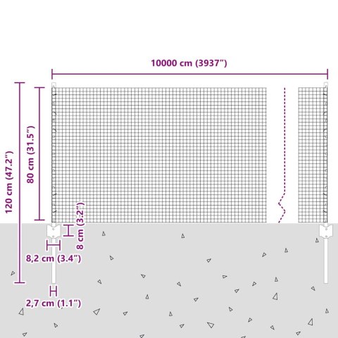Płot i Słup Srebrny 0,8 x 100 m Stal