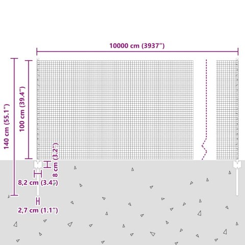 Płot i Słup Srebrny 1 x 100 m Stal