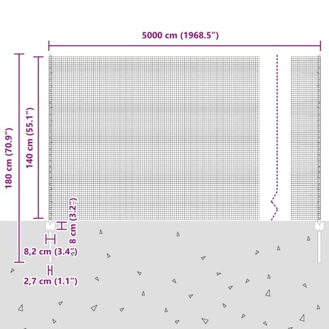 Płot i Słup Srebrny 1,4 x 50 m Stal