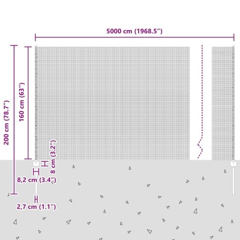 Płot i Słup Srebrny 1,6 x 50 m Stal