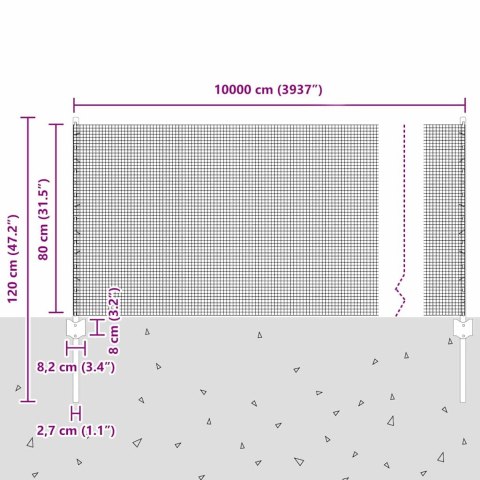 Płot i Słup Szary 0,8 x 100 m Stal