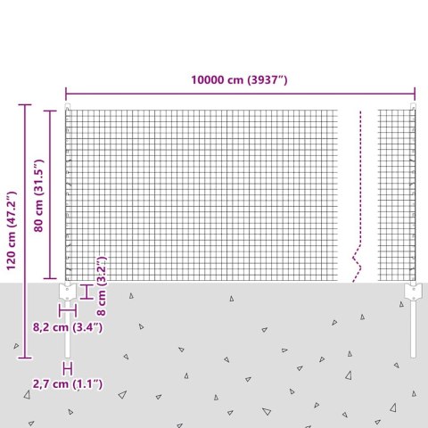 Płot i Słup Szary 0,8 x 100 m Stal