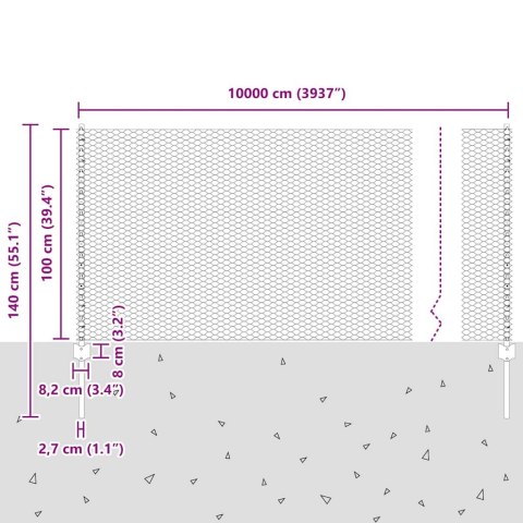 Płot i Słup Zielony 1 x 100 m Stal