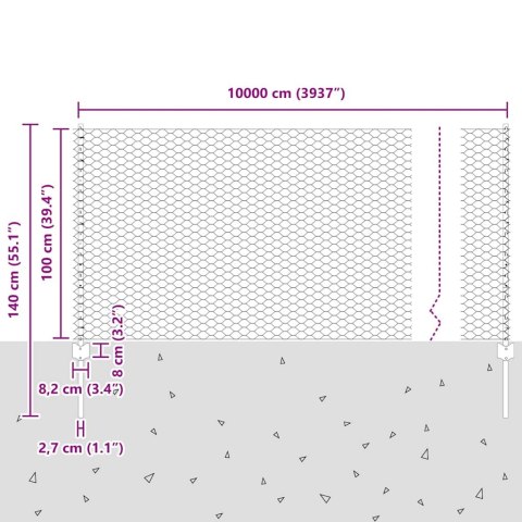 Płot i Słup Zielony 1 x 100 m Stal