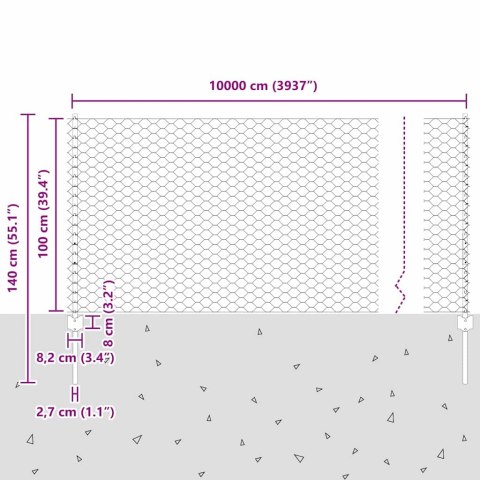 Płot i Słup Zielony 1 x 100 m Stal