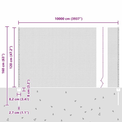 Płot i Słup Zielony 1,2 x 100 m Stal