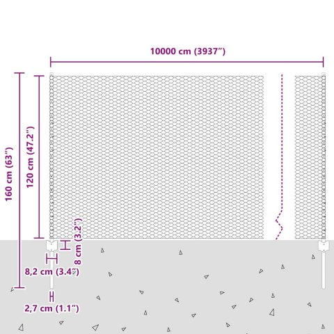 Płot i Słup Zielony 1,2 x 100 m Stal