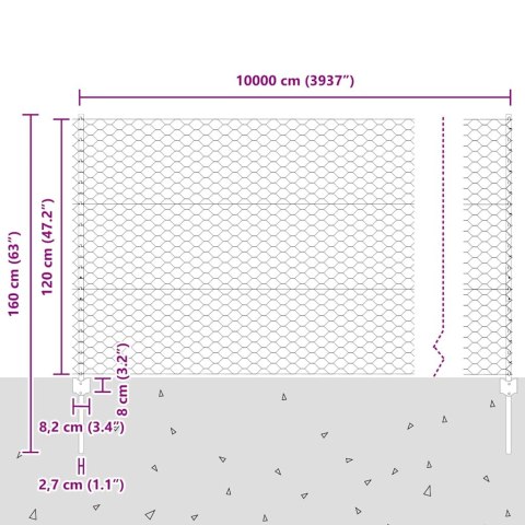 Płot i Słup Zielony 1,2 x 100 m Stal