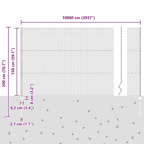 Płot i Słup Zielony 1,5 x 100 m Stal