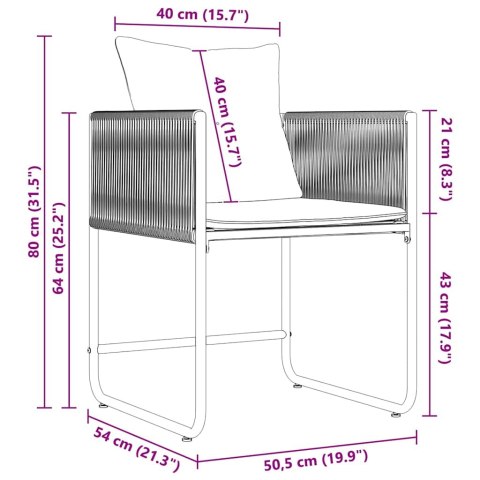 Zestaw do jadalni w ogrodzie 13 pcs Czarny Stal