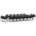 Zestaw do jadalni w ogrodzie 17 pcs Czarny Stal