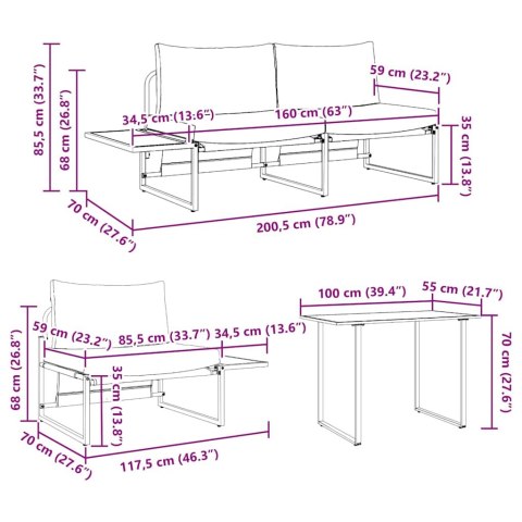 Zestaw do jadalni w ogrodzie 3 pcs Antracyt Stal