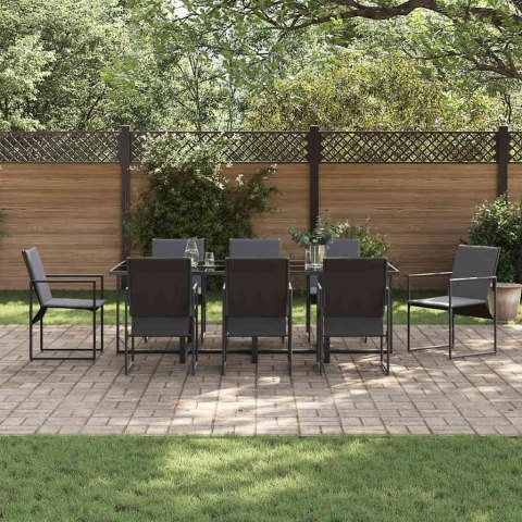 Zestaw do jadalni w ogrodzie 9 pcs Czarny Stal