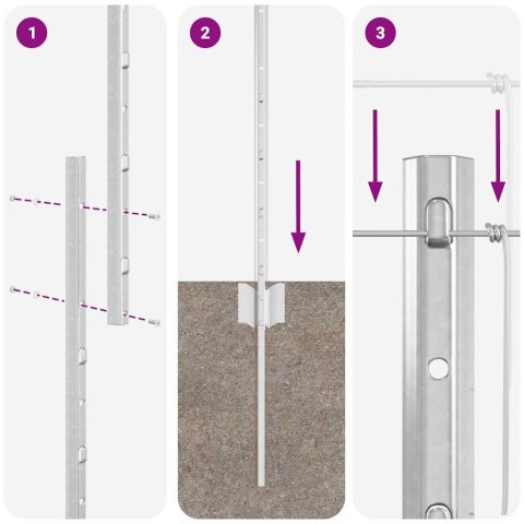 Płot i Słup Srebrny 1 x 100 m Stal