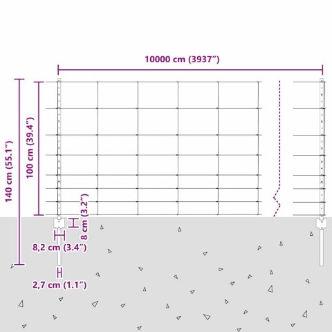 Płot i Słup Srebrny 1 x 100 m Stal