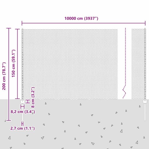 Płot i Słup Szary 1,5 x 100 m Stal