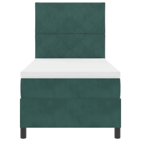 Łóżko sprężynowe z materacem Ciemna zieleń 100 x 200 cm Aksamit