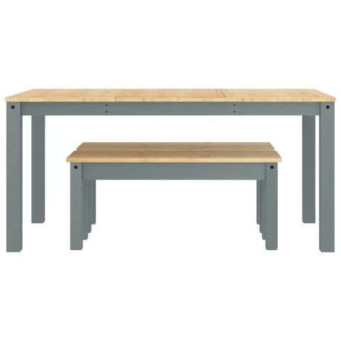 3-częściowy zestaw jadalny „Panama" Szary lite drewno sosnowe