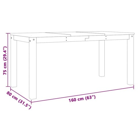 3-częściowy zestaw jadalny „Panama" Szary lite drewno sosnowe
