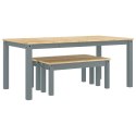 3-częściowy zestaw jadalny „Panama" Szary lite drewno sosnowe
