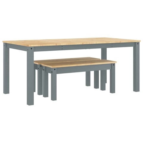 3-częściowy zestaw jadalny „Panama" Szary lite drewno sosnowe