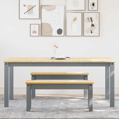 3-częściowy zestaw jadalny „Panama" Szary lite drewno sosnowe