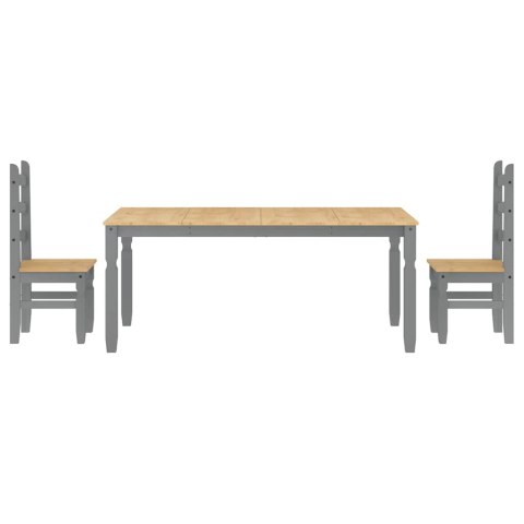 3-częściowy zestaw jadalny „Panama" Szary lite drewno sosnowe