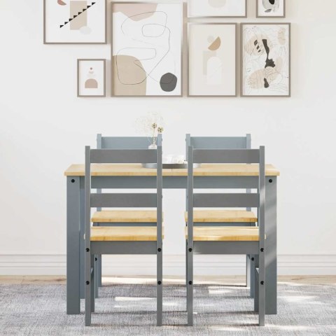 5-częściowy zestaw jadalny „Panama" Szary lite drewno sosnowe